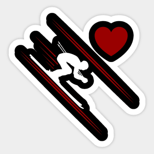 Funny Skier Heart Gift for skiers Sticker